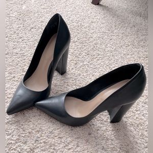 ALDO black leather pointed toe high heels